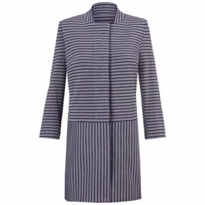 Cabi #5474 Navy Blue Striped Long Car Coat ~Medium